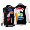 Mens Thick Winter Baseball Jacket With Stand Collar Patchwork Embroidery Fleece Lined Vintage Style
