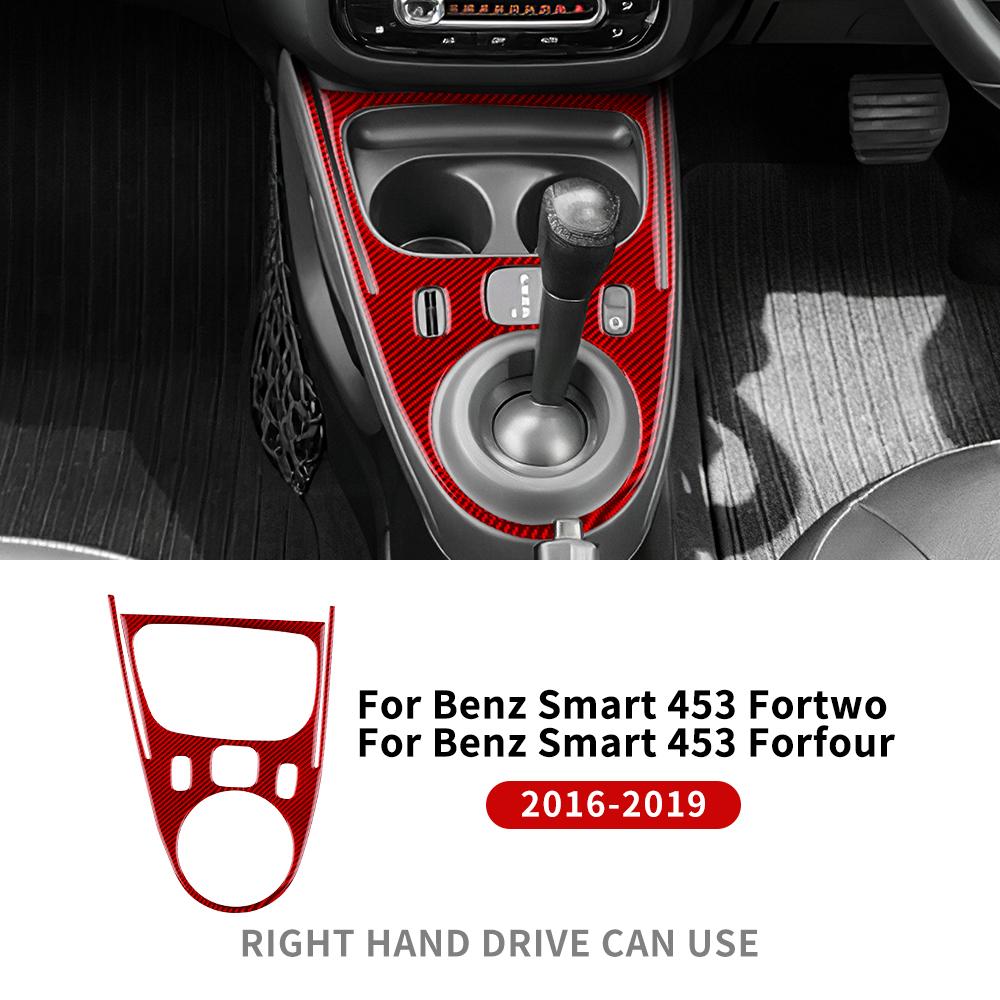 Real Soft Carbon Fiber for Mercedes Benz Smart 453 Fortwo/forfour 2016 2017 2018 2019 Car Gear Shift Panel Frame Trim Sticker