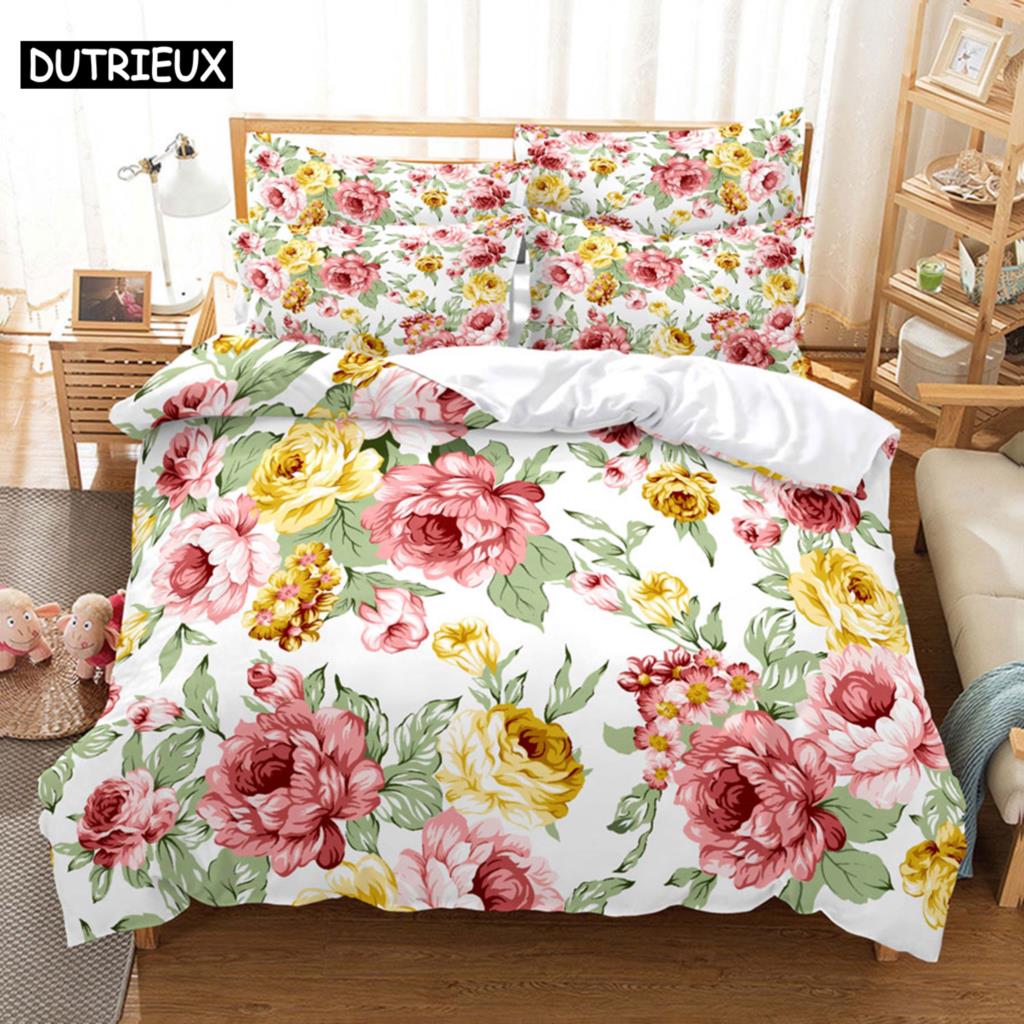 Flower Double Duvet Cover Bedding Set Quilt Case Linens King Queen Full Size 3D Print Pillowcase Single Twin Bed 220x240 200x200