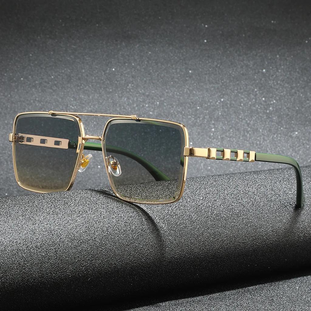 New Fashion Square Double Beam Sunglasses Men's Vintage Sun Glasses Modern Versatile Driving Glasses Gafas De Sol UV400 Male