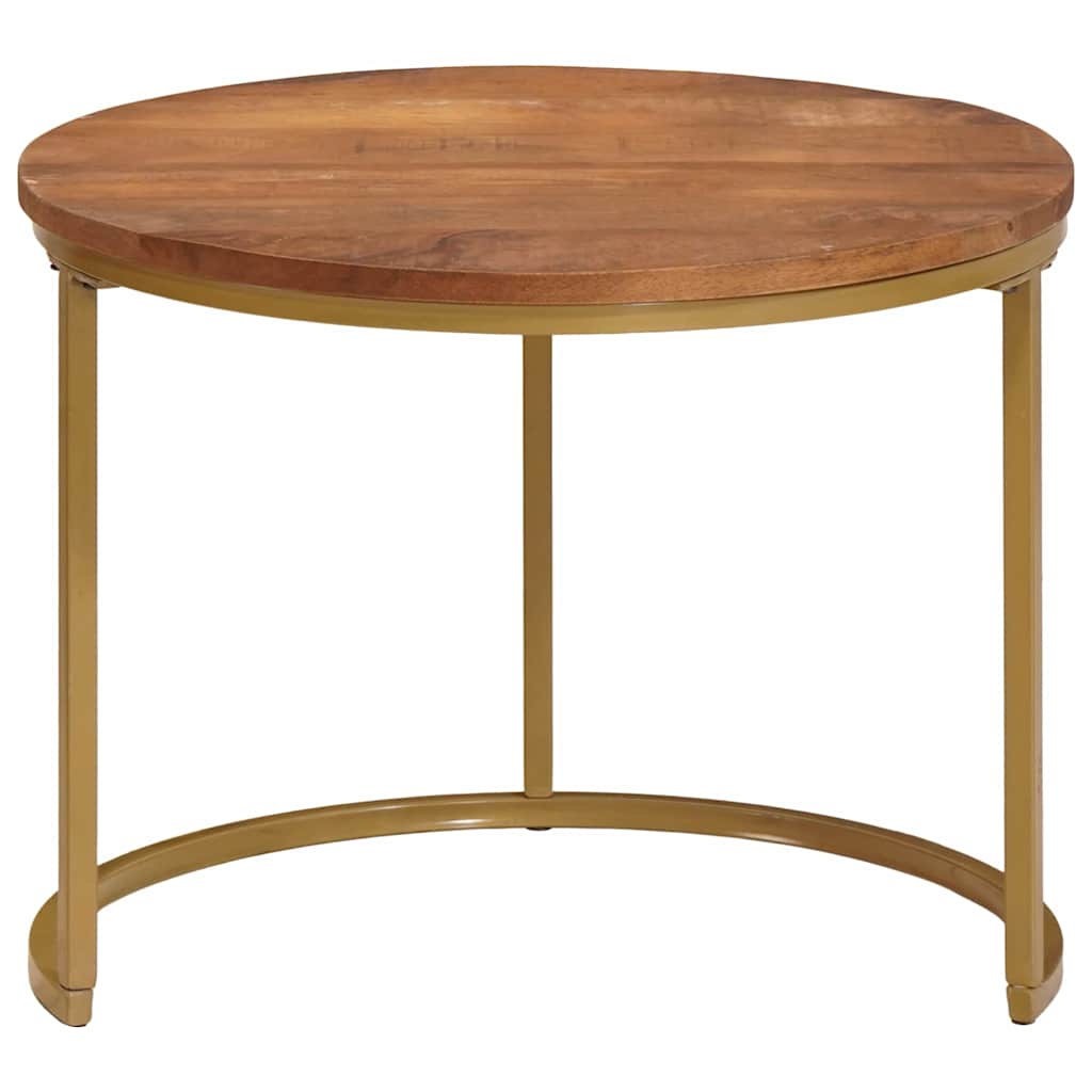 Nesting Coffee Tables Set 3 Pcs Honey Brown Solid Mango Wood and Steel
