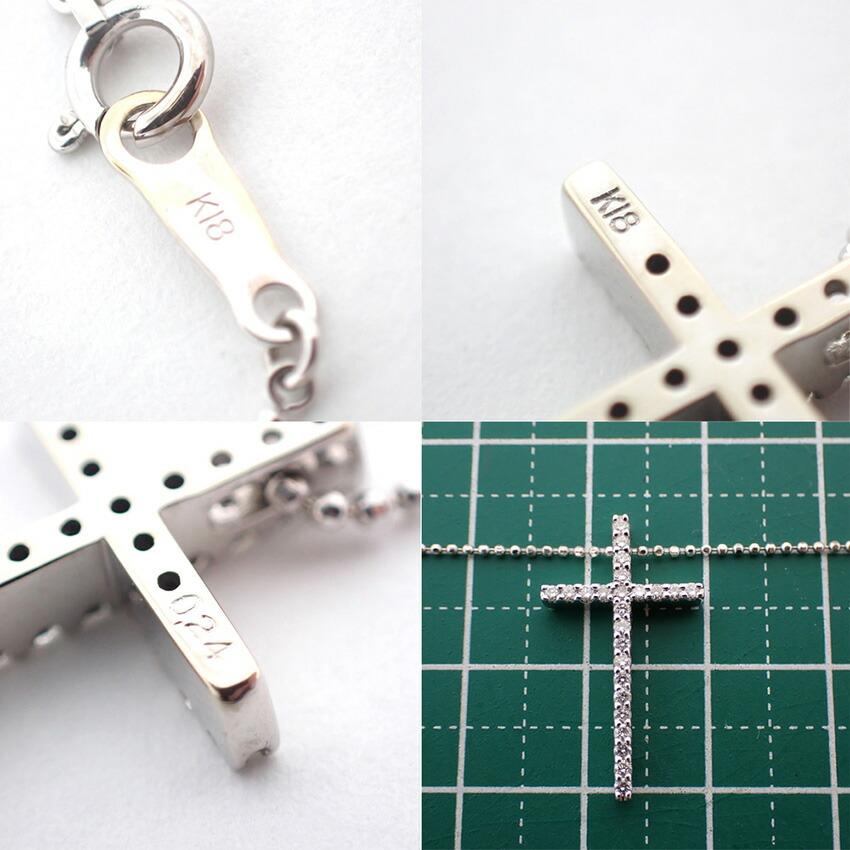 [Pre-owned] VENDOME K18WG Diamond Cross Pendant / j36-9