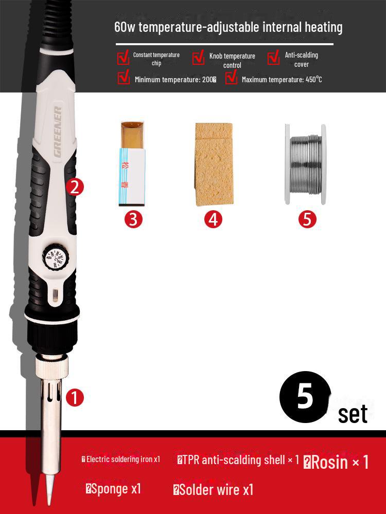 Green Forest Adjustable Temperature Electric Soldering Iron Tool - High Power, Internal Heating, Constant Temperature, Household & Student Use.