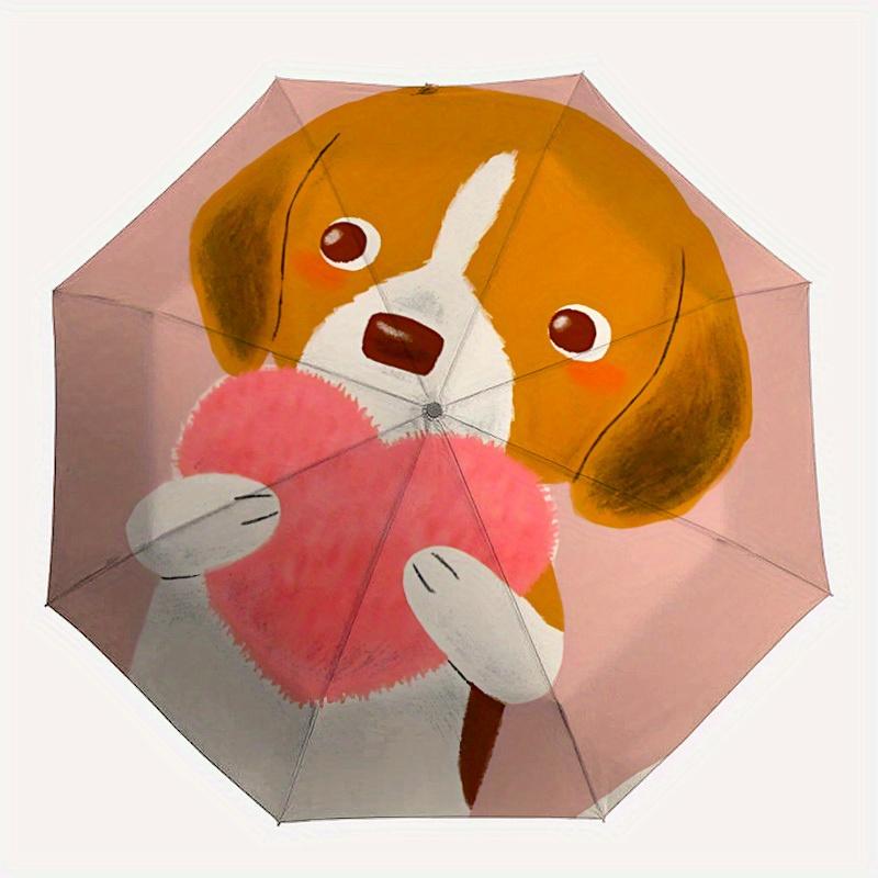 

1pc Puppy Heart Automatic Open/Close Umbrella Sturdy Iron Frame, Compact Travel Umbrella - Perfect Gift for Women, Men, Birthdays, Anniversa
