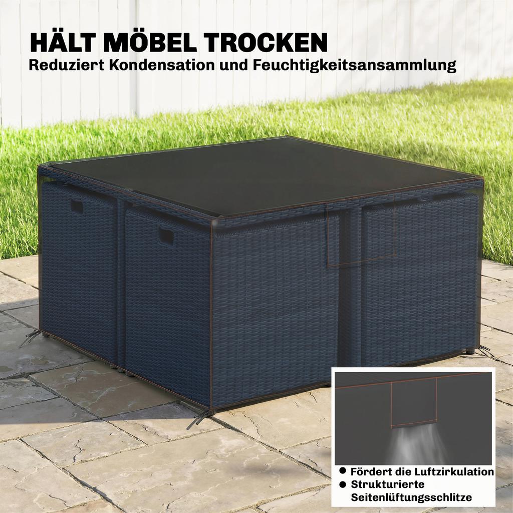 Garden Furniture Cover, Waterproof Patio Furniture Cover with Air Vent, 420D Oxford Fabric, 125 X 125 X 74 Cm, Black
