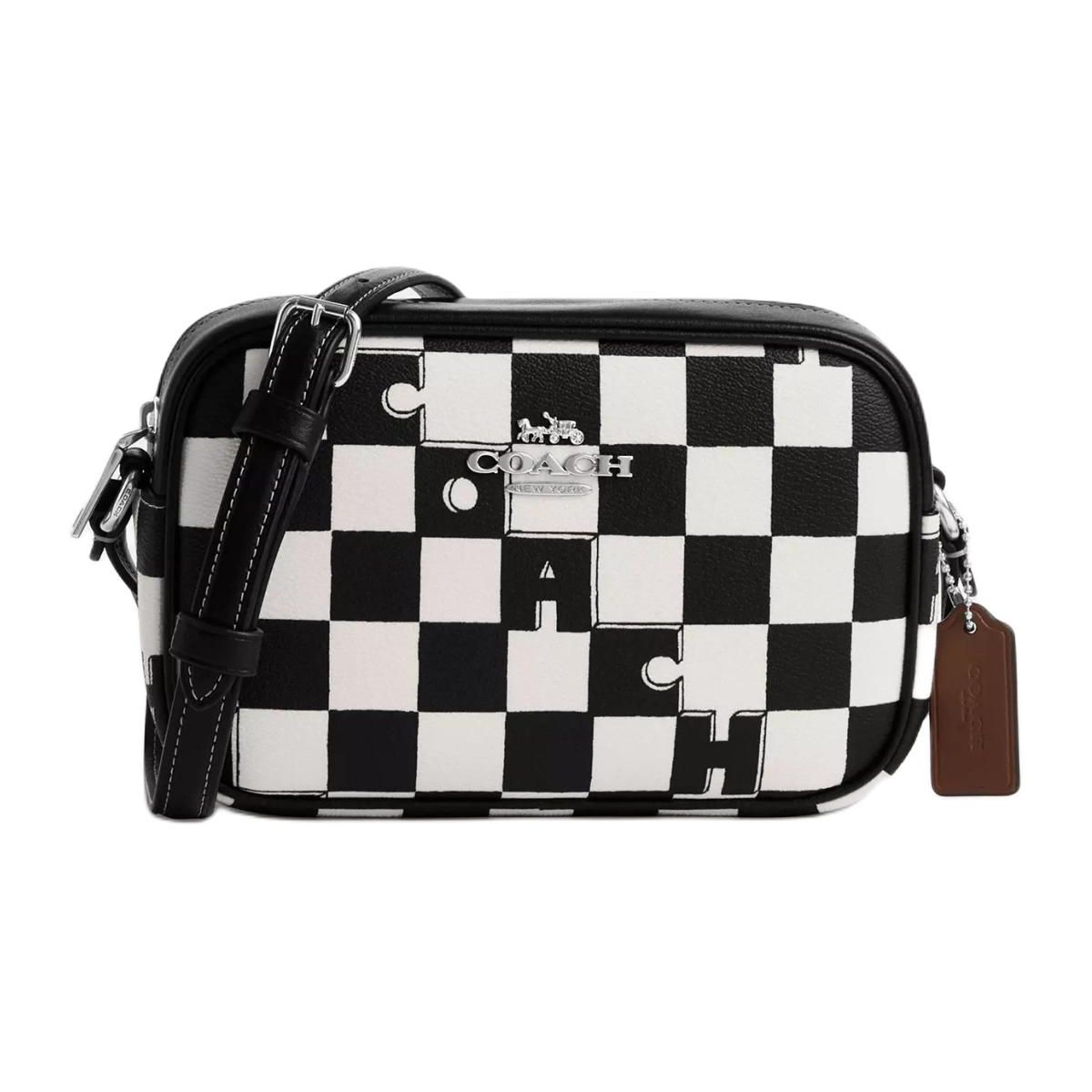 

Coach Jamie 19 Checkerboard Print Design Zipper Closure Canvas And Leather Camera Bag Women Shoulder Bag Black CR172-SVA16 Basic Set (Bag+Dust Bag)