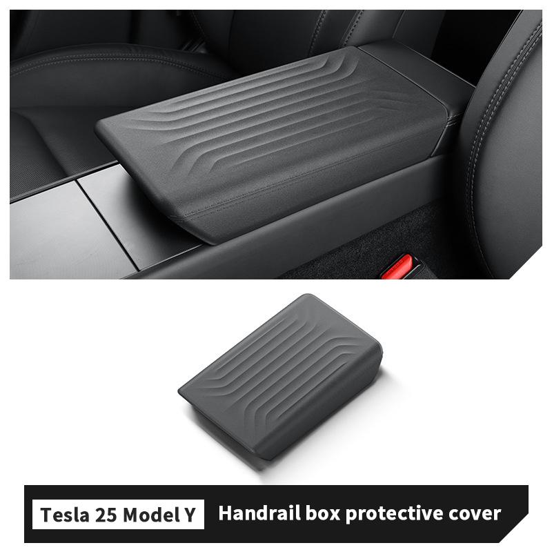 QHCP Armrest Box Protective Cover TPE Central Armrest Box Cover Dust Cover Durable Fit For Tesla Model Y 2025 Interior Accessory чёрный