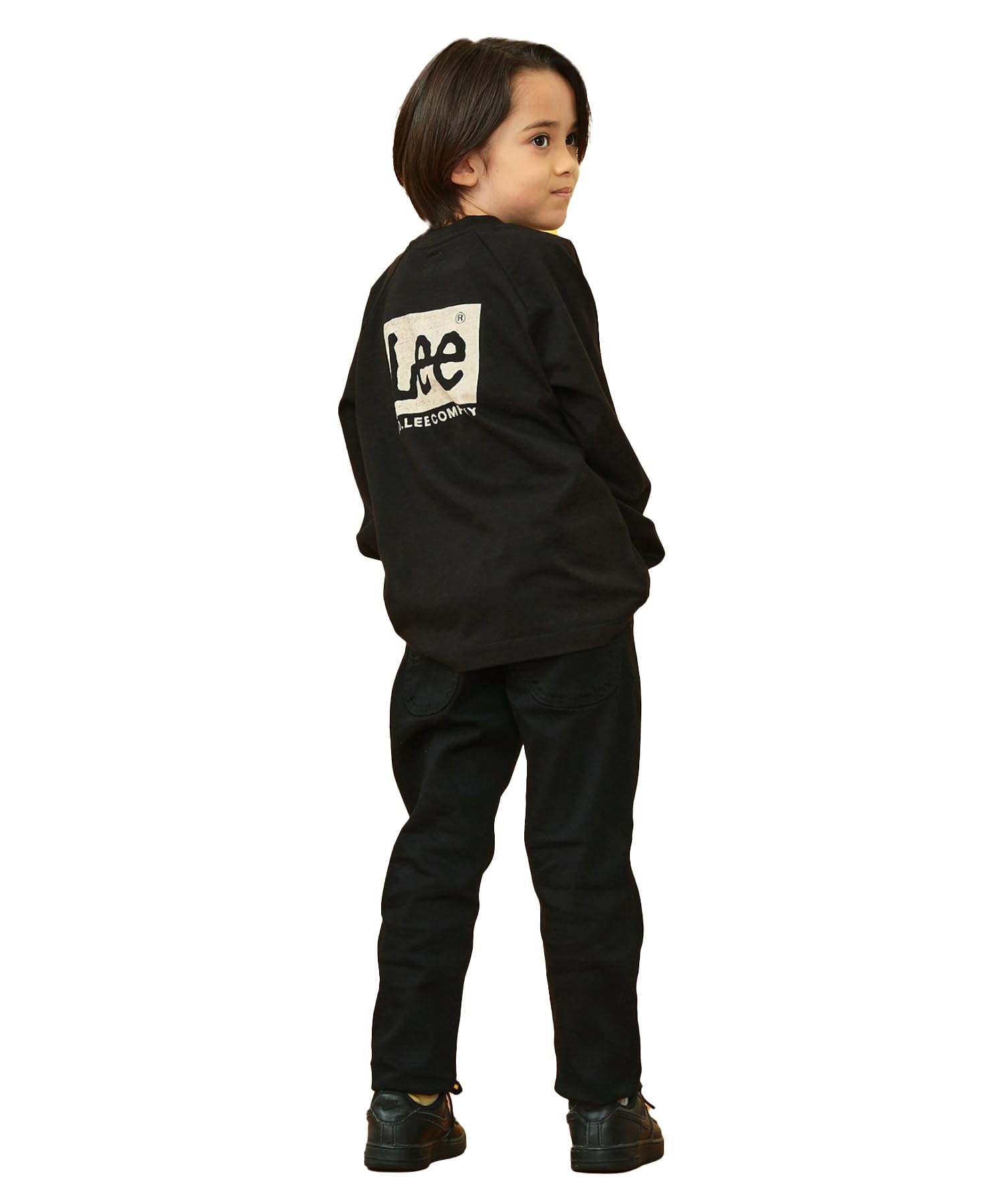 

Lee Long Sleeve with Logo Back Sizes Black Kids T-Shirt Print, 110cm-150cm, чёрный