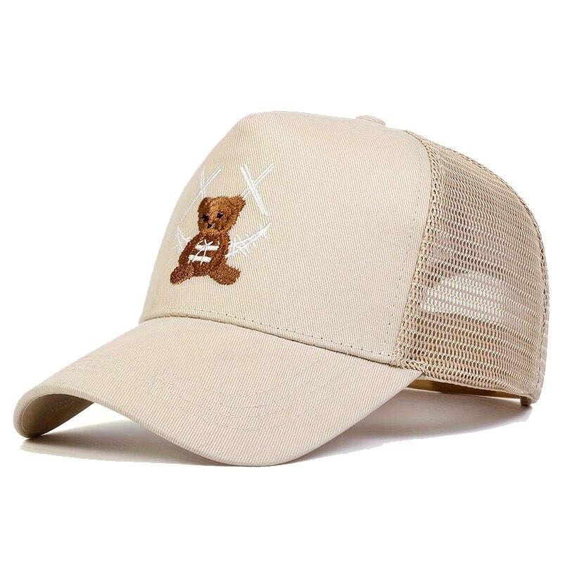 Unisex XX Smiling Face Bear Embroidery Baseball Net Caps Spring and Summer Outdoor Adjustable Casual Hats Sunscreen Hat