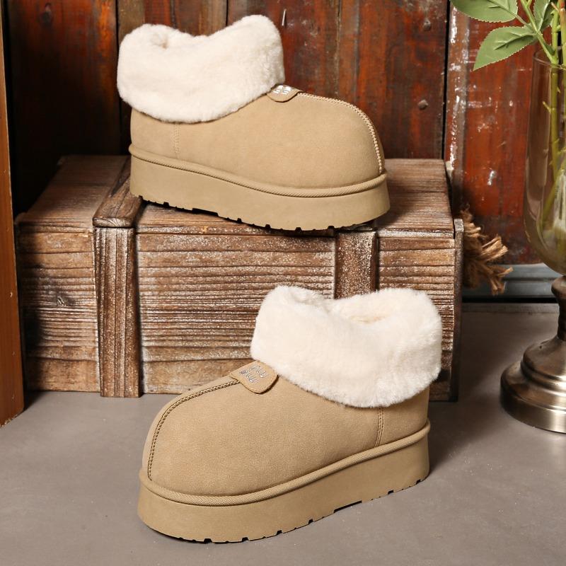 Neue Damen-Schneestiefel erhöhend Plüsch Großkopfschuhe flauschig mittelhoch warmhaltende Stiefel erhöhend Mode