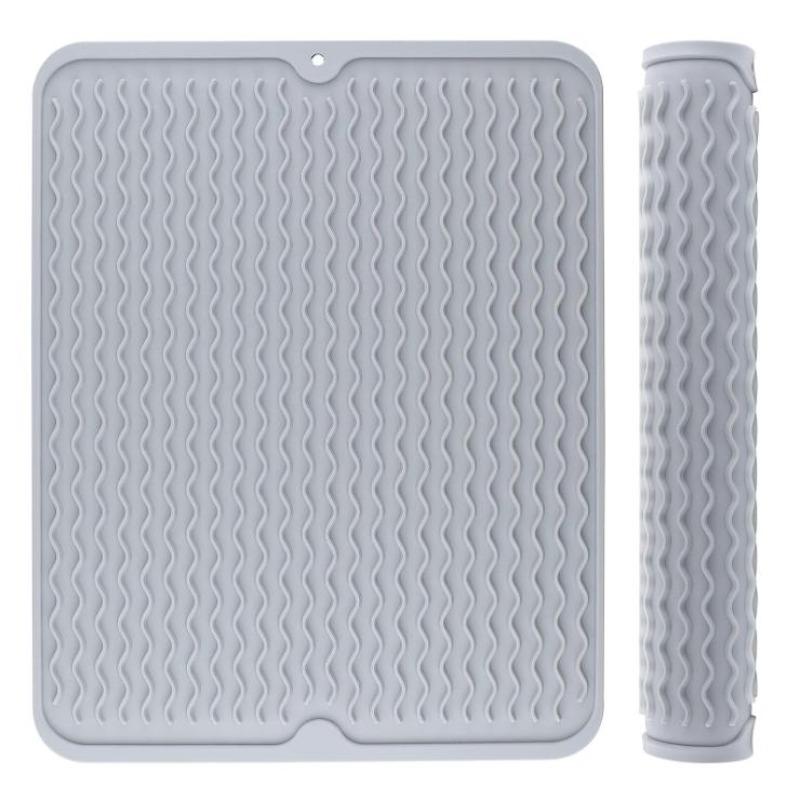 Silicone Dish Drying Mat Heat Resistant Drying Mat For Kitchen Counter Sink Refrigerator Drawer Liner Kitchen Drying Mat