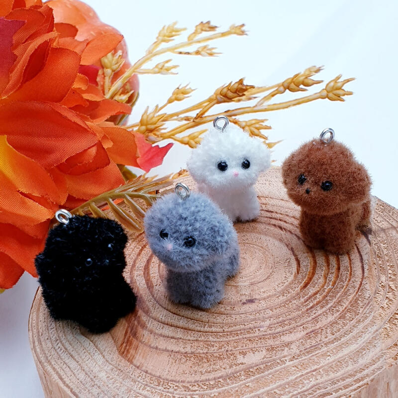 

Flocking Fluffy Poodle Puppy Keychain Accessory brown poodle