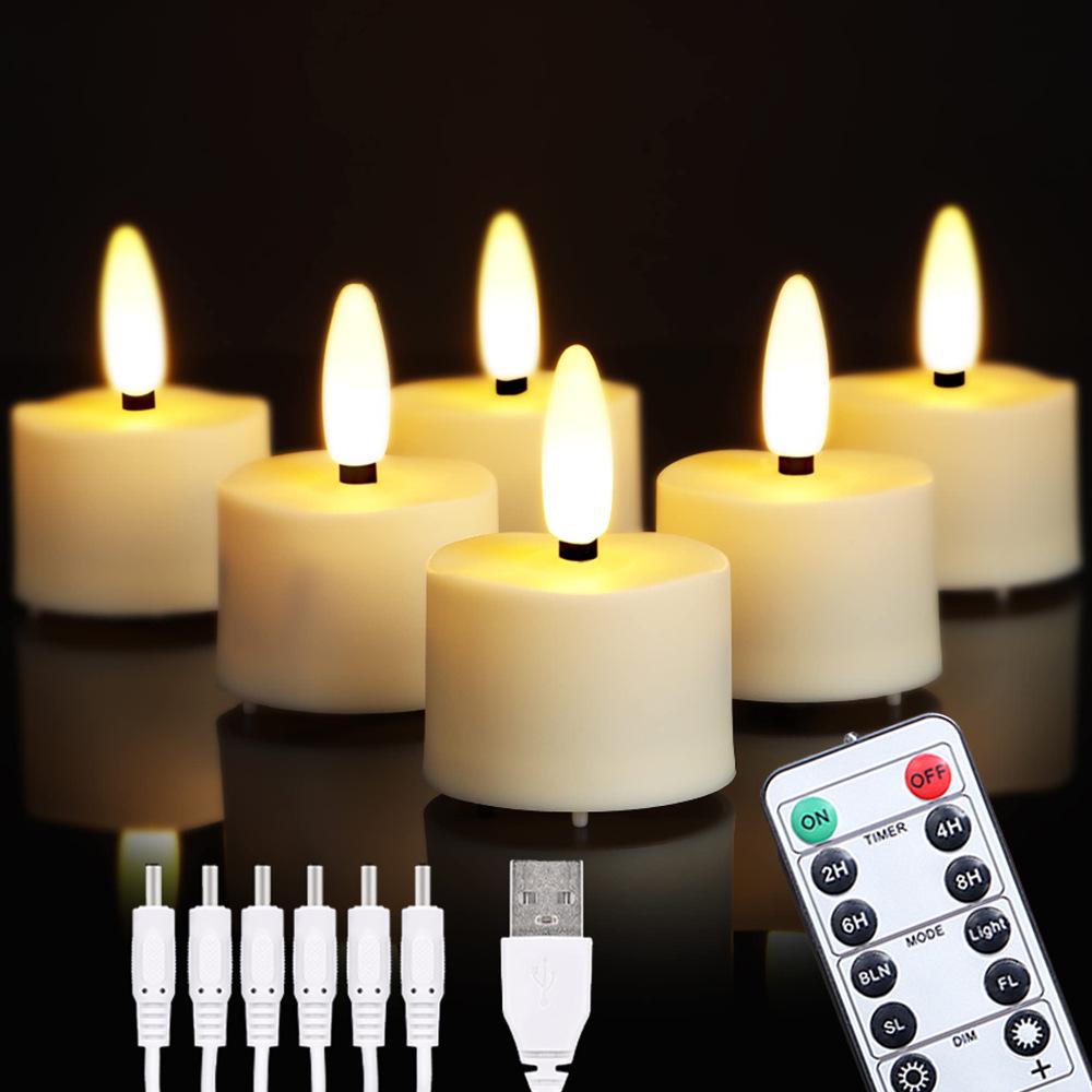 

Светодиодный перезаряжаемый светильник-свеча с дистанционным управлением и таймером - пластиковый, беспламенный, романтический ночник для свадеб Beige Shell Warm White Light