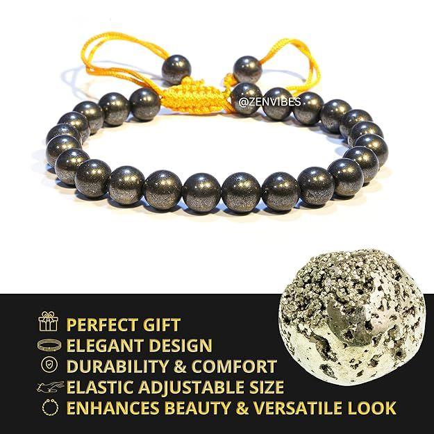 Zenvibes Pyrit-Armband | Rohes Echtheitszertifikat | Zieht Geld an und stärkt das Selbstvertrauen |