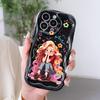 Funda de teléfono con textura de crema y patrón de dibujos animados con borde ondulado de silicona suave para OPPO Reno Realme OnePlus Vivo