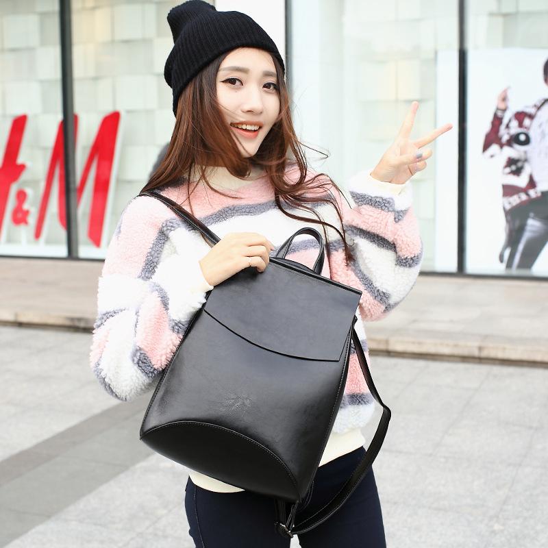 Mochila Universitaria Multifuncional Estilo Coreano de Cuero Genuino para Mujer 2026