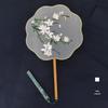 Lingjuan Palace Double-Sided Embroidered Lotus Fan: Beechwood Handle, Classical Chinese Dance Fan