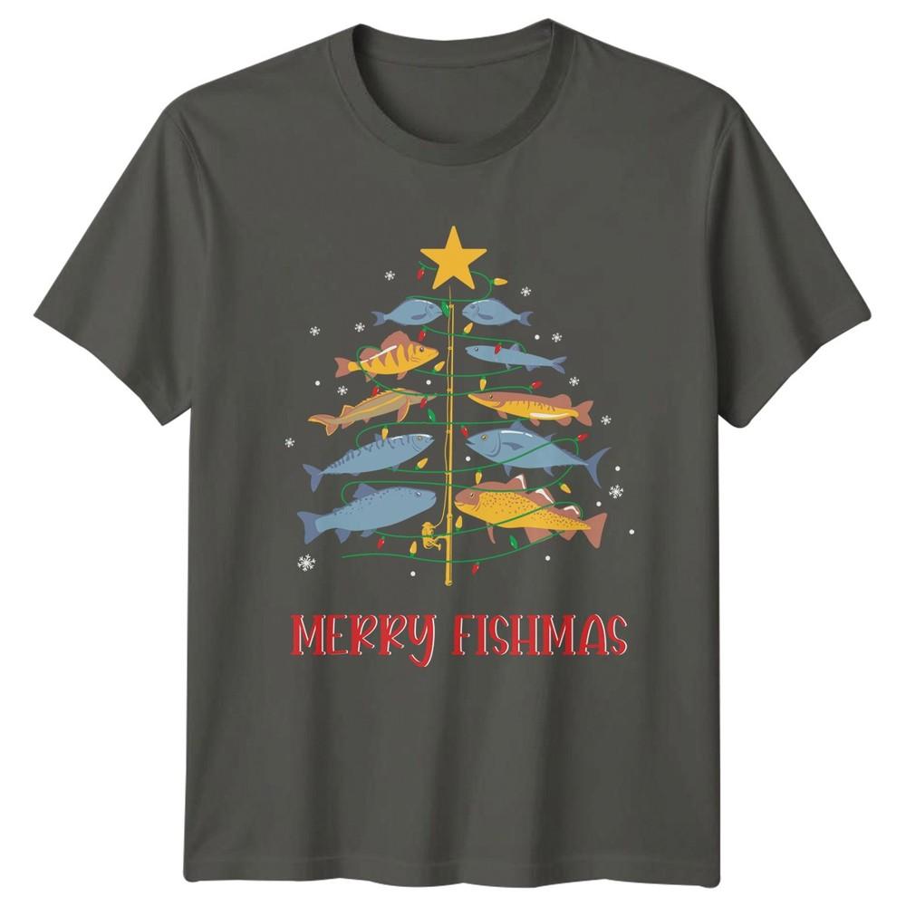 Merry Fishmas TShirt Christmas Fishing Christmas Gift For Him And Her S