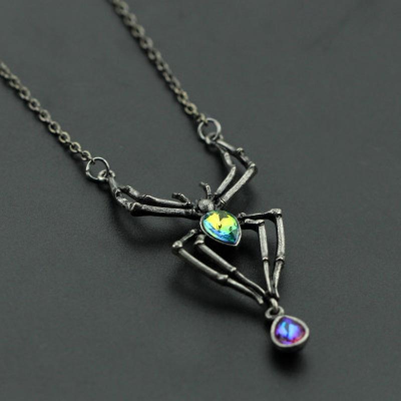 Black Spider Gothic Punk Retro Pendant Necklace Women 's Jewelry