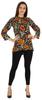 Bimba Button Down Tunic Casual Printed 3 4th Sleeves Loose Fit Rayon Tunic Long Shirt Top For