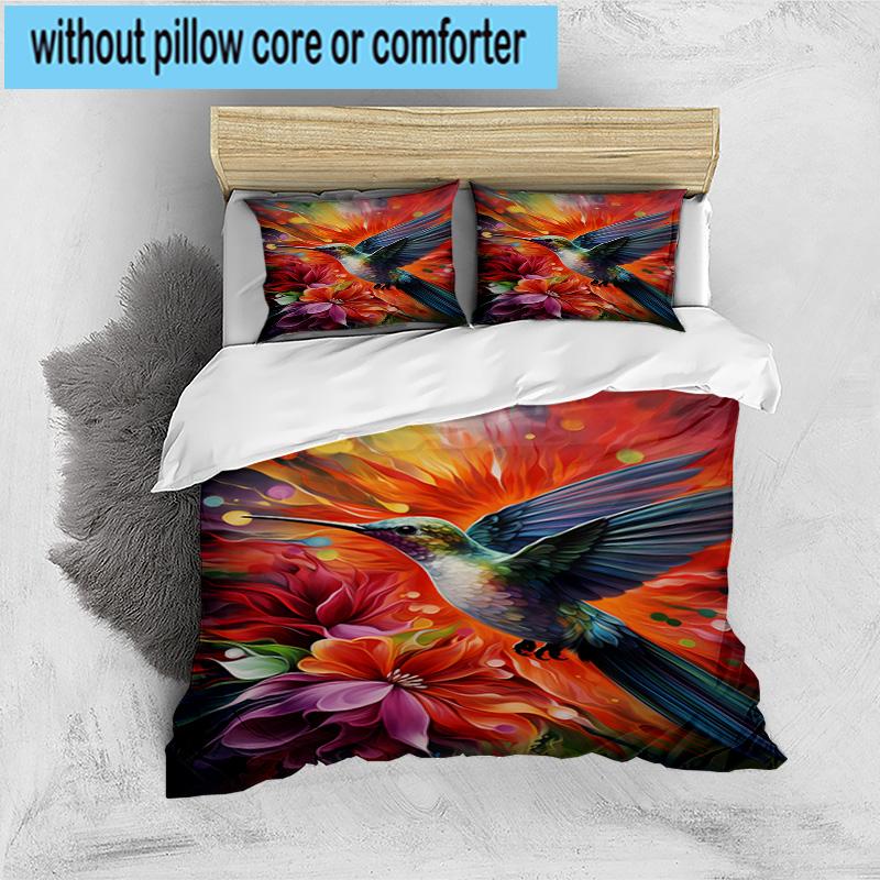 Hummingbird In Bloom 3pcs Bedding,Including 1pc Duvet Cover And 2pcs Pillowcases Perfect for Christmas,Ideal for Bedroom, Dormitory