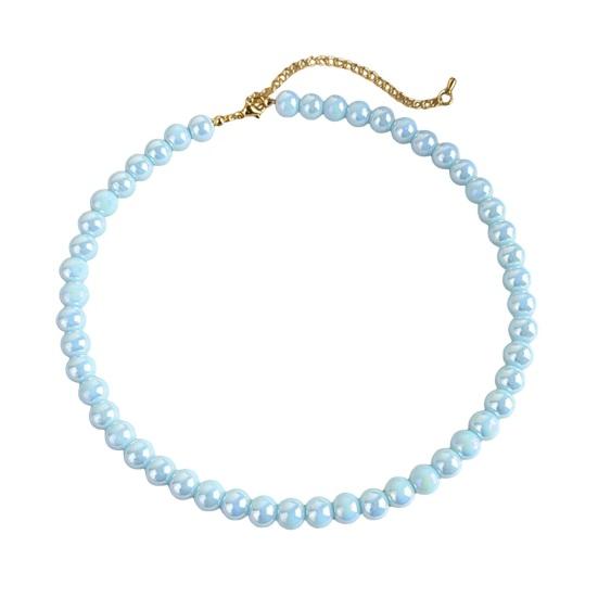 

Colorful Beaded Choker Pearlescent Round Bead Necklace Boho Beaded Necklace Jewelry for Women Holiday Summer Beach Vacation