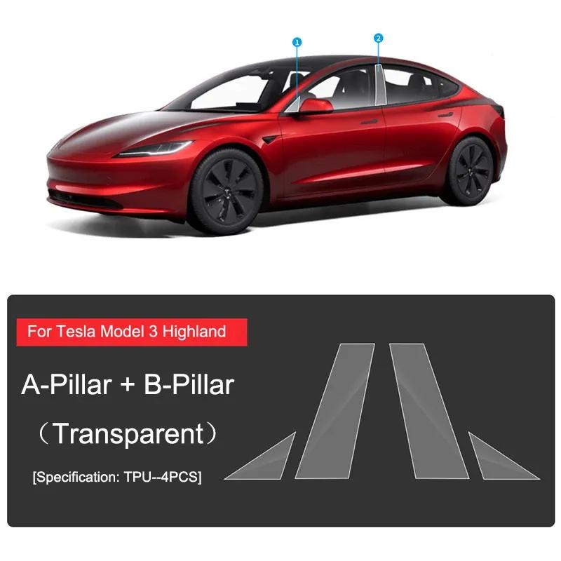 For Tesla Model 3 Highland  2024 Door TPU Anti-mud Protective Film Model 3+ Clothing Covers Headlamp Tail Lamp Black Films