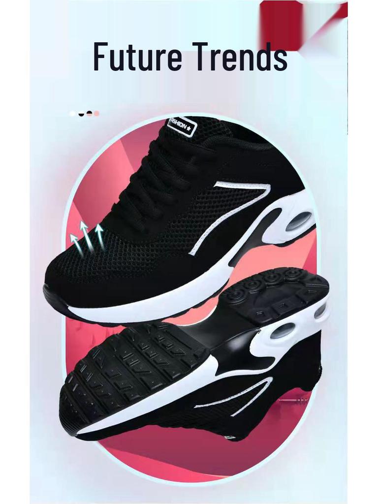 Damen Mesh Laufschuhe für den Frühling: Atmungsaktives, leichtes Air-Cushion mit Stoßabsorption und dicker Sohle zur Erhöhung der Körpergröße.