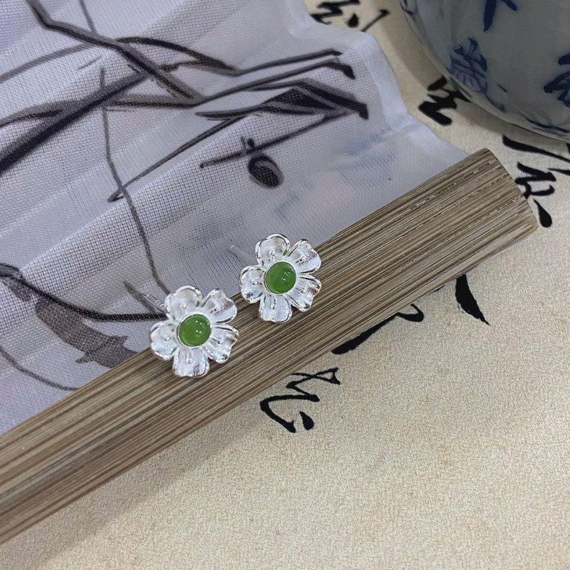 

Серьги Jade Cherry Blossom Серьги в стиле ретро, легкие, роскошные, высококачественные серьги, новые серьги