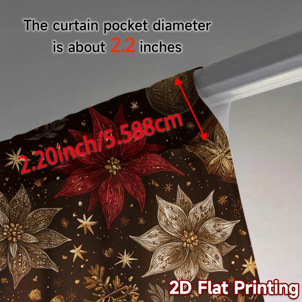 Modern Flat Printing Jit Curtains Without Rod Golden Noel Tree Fabric Holiday Set Of 2 Made Polyester Machine Washable