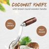 Wooden Handle Coconut Scraper Knife Brown Silver Shell Opener Coconut Opener Tool  Multi-Purpose