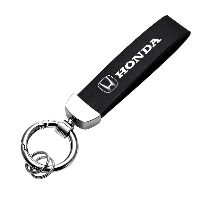 PCVHD1 Car Metal Key Chain Fine Leather Emblem Key Ring For Honda Civic Accord Odyssey City Pilot Jazz CRV HRV Legend Accessories