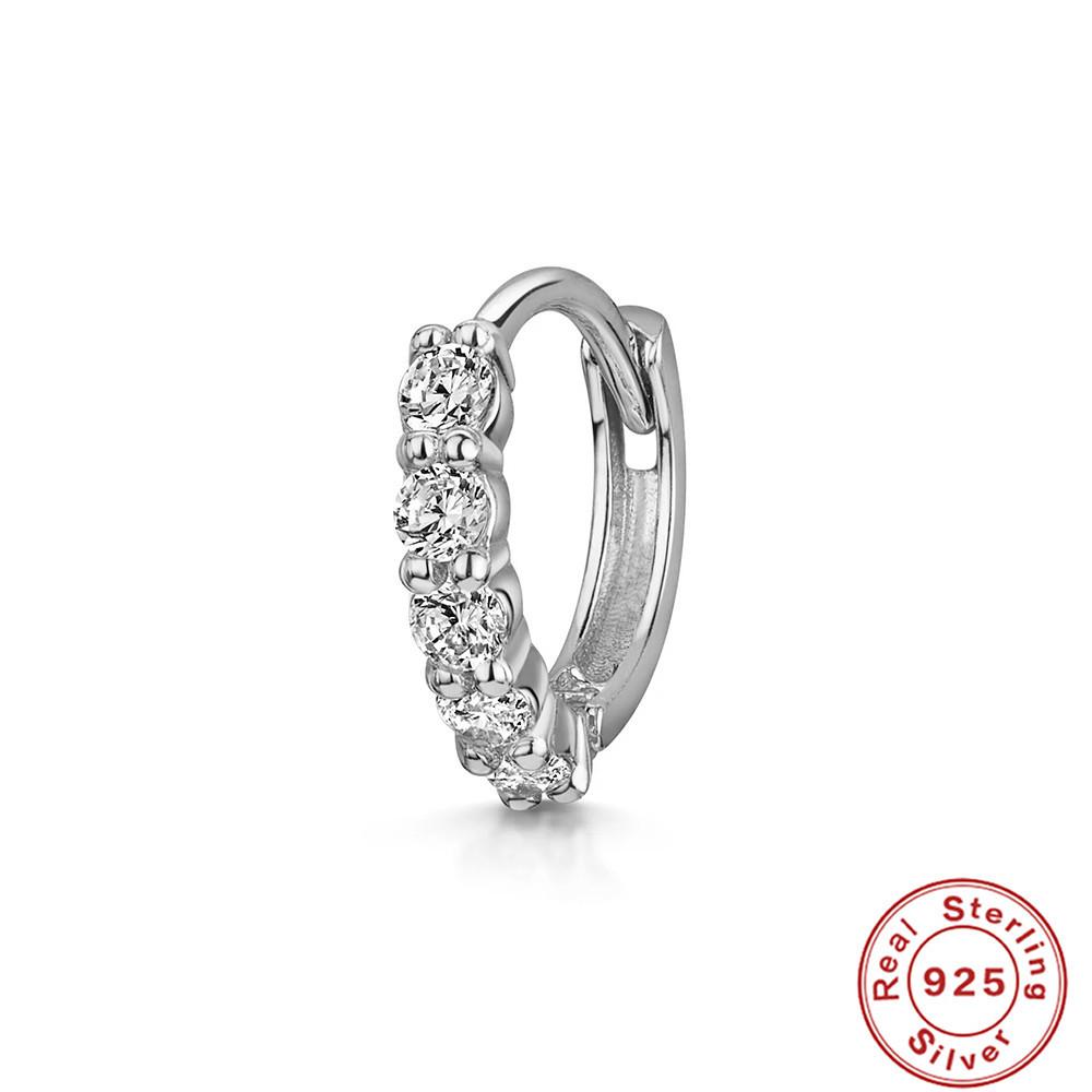 S925 Sterling Silver Cartilage Piercing Zircon Diamond Earrings Ear Buckle Earrings Earbone Ring Hipster Earrings