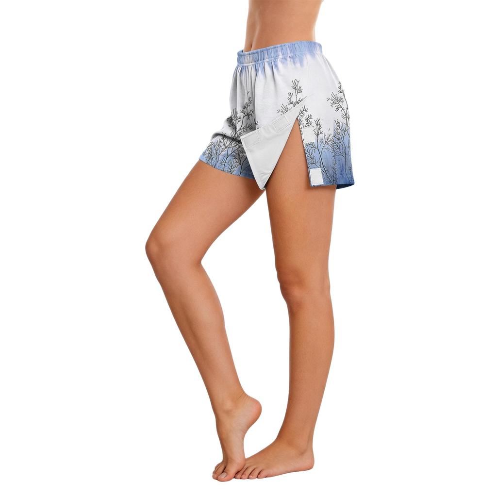 Pantaloncini da Donna Vintage Floreali con Chiusura Laterale in Velcro Facili da Aprire per la Cura Post-Chirurgica Vita Elastica Vestibilità Morbida Comoda