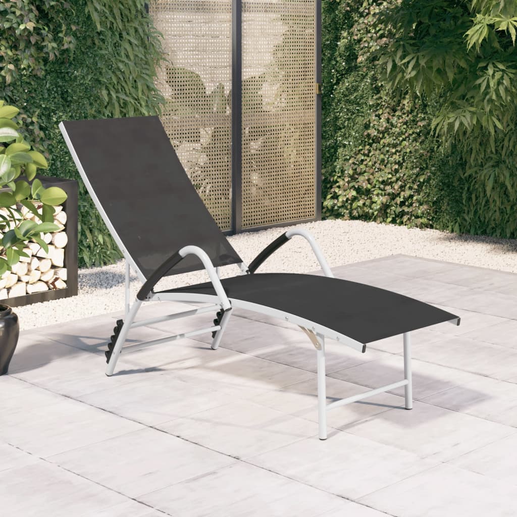 VidaXL Sonnenliege Textilene und Aluminium Schwarz