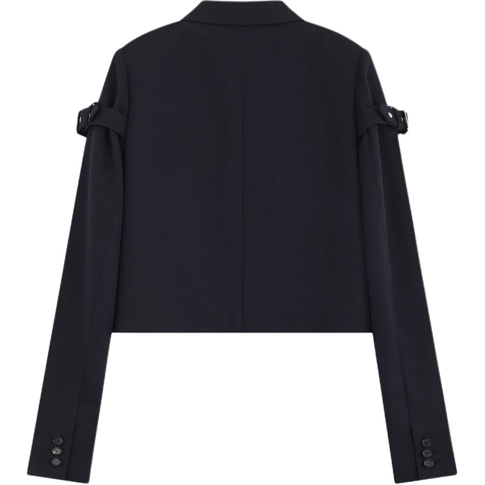 We11done Ss25 Sweet Cool Style Lace-Up Decorative Logo Single-Breasted Long Sleeve Suit Women suits Navy-Blue WD-JK0-25-007-W-NV
