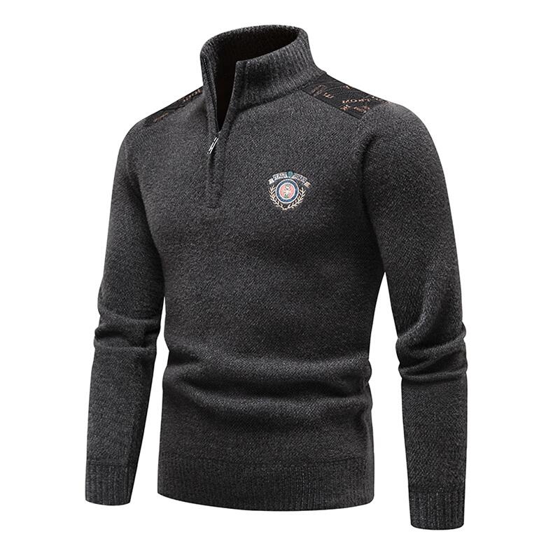 Cozy Up Maglione a maniche lunghe da uomo Nuovo pullover con mezza cerniera Colletto rialzato Morbido