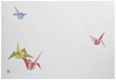Wakaizumi Lacquerware Paper Long Table Auspicious Crest Origami Crane 100 High-Quality Mats, 13-inch Mats, Series, Design, Sheets, B-26-30