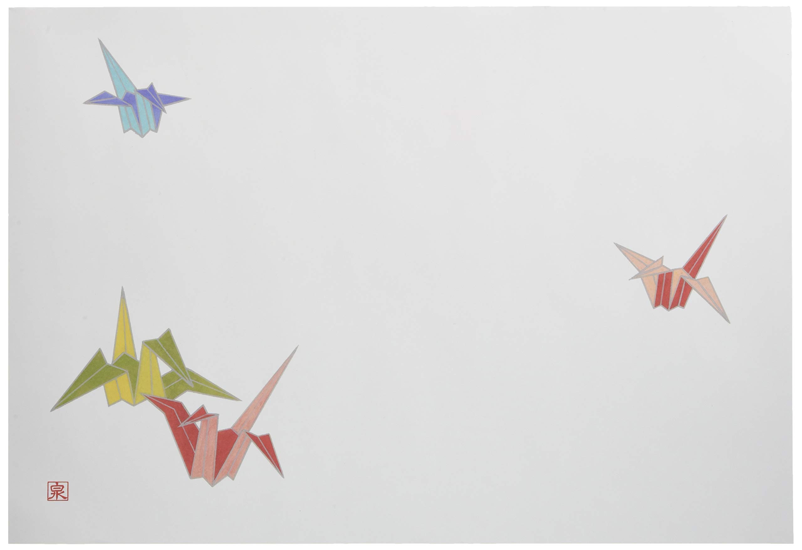 Лакерная посуда Вакаидзуми Бумажный Длинный стол Благоприятный герб Оригами Журавлик 100 Высококачественные коврики, 13-дюймовые коврики, Серия, Дизайн, Листы, B-26-30 белый