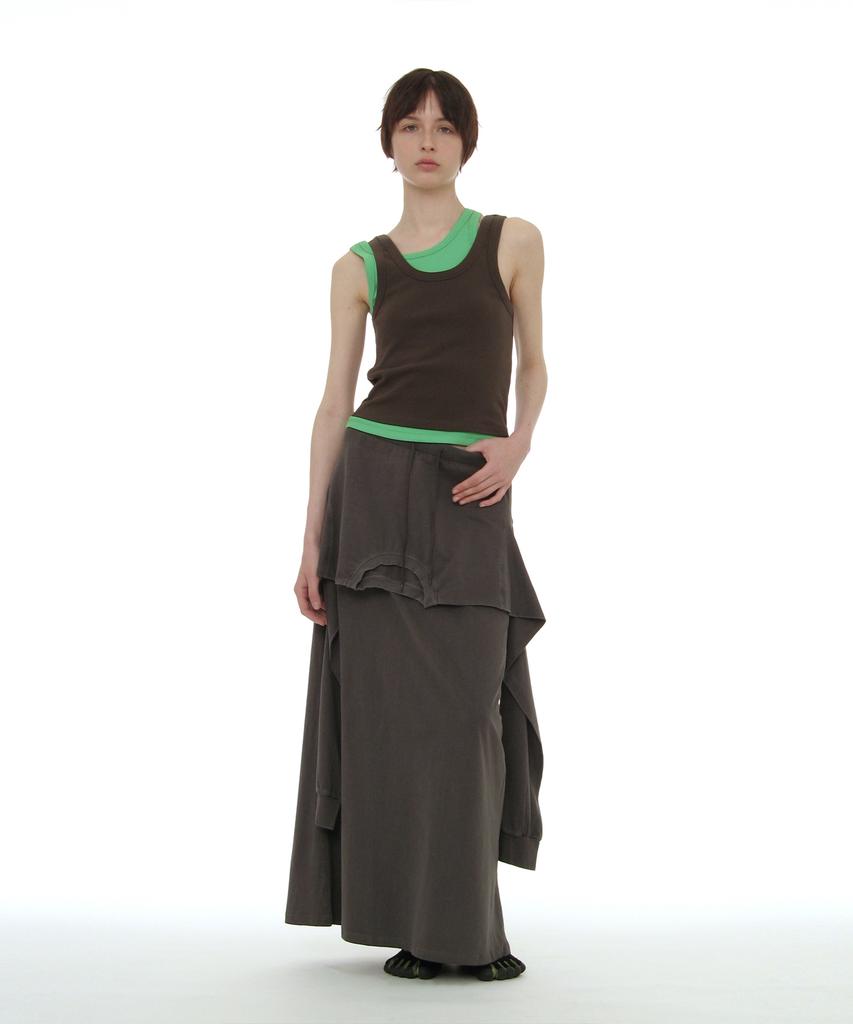 Partimento Woman Deconstructed Tee Maxi Skirt_Charcoal