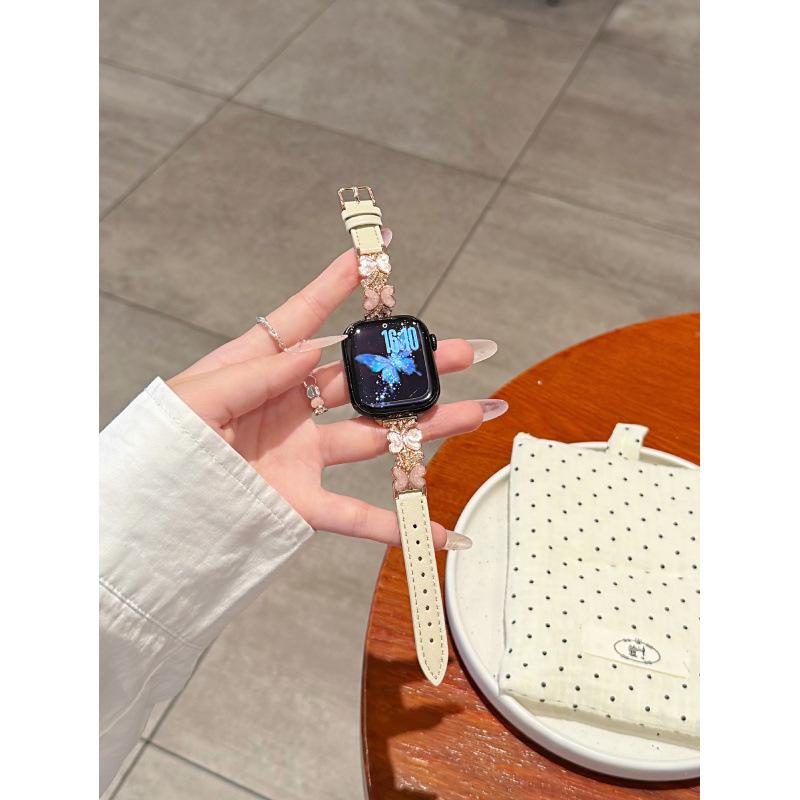 Fits Apple Watch Series 6-10, SE; Huawei GT6; Xiaomi 9 Pro - Oil-Dripping Butterfly Watch Strap.