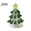 Clear Glass Tree with Gold Star Handmade Christmas Lighted Figurine, Mini Luminous Xmas Miniature Crystal Ornament Night Light, Art Tabletop