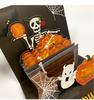 Halloween 3D Greeting Card Party Invitation Card Glitter Powder Hot Stamping Pumpkin Skeleton 3D Message Card