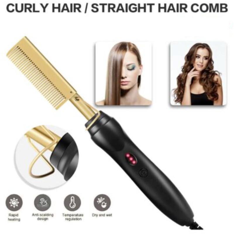 Hair Hot Comb Straightener Professional Press Comb Electric Curler Portable