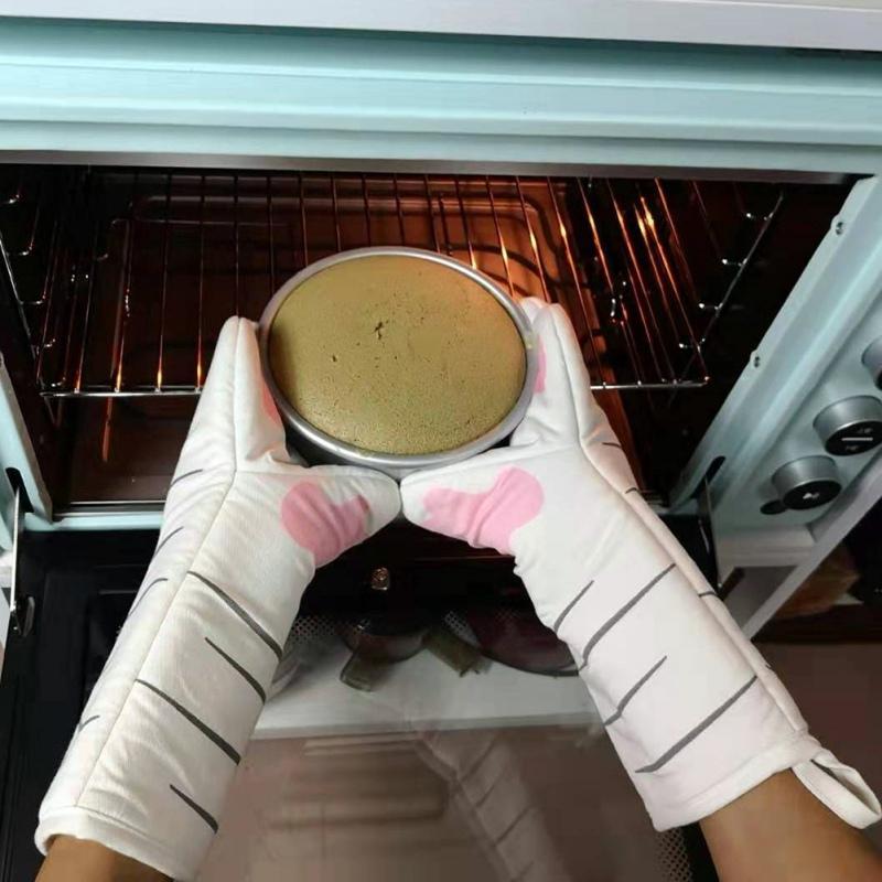 1pc Cute Cat Paws Oven Mitts Heat Resistant Non-slip Long Gloves Cotton Baking Insulation Microwave Gloves Cat Paw Gloves