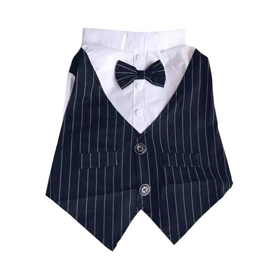 

Pet Suit Bowtie Short Sleeve Cat Outfit Dog Wedding Suit Formal Shirt for Small Dogs L темно-синий