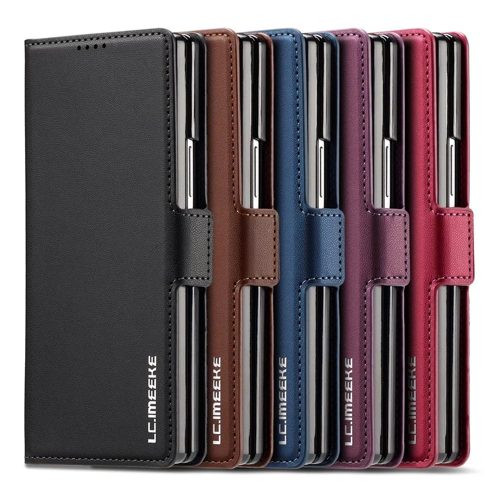 Wallet PU Leather Cover For Samsung Galaxy Z Fold 7 6 5 4 3 Fold7 Fold6 Fold5 Fold4 5G Phone Case with Card Holder Protective