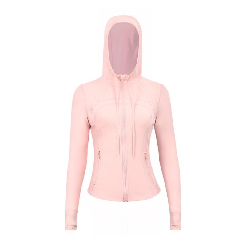 Damen atmungsaktive Kapuzen-Yogajacke Langarm Fitness Top Activewear