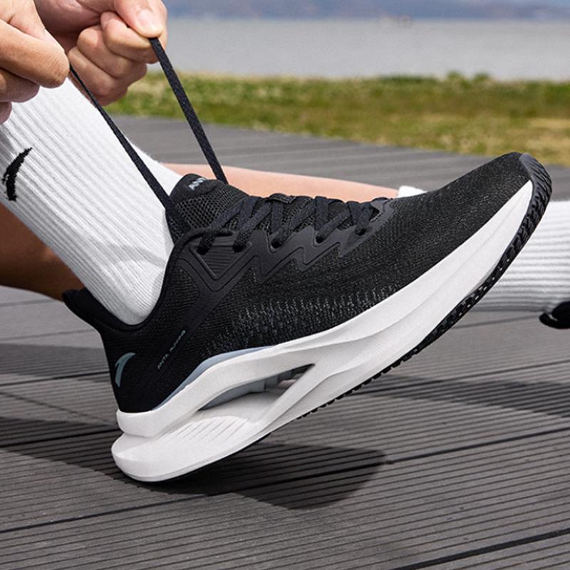 New Anta Taming The Wind Shock Absorbers With Slip Resistant Features Low Top Running Shoes Men's Black Gray 112425536-7