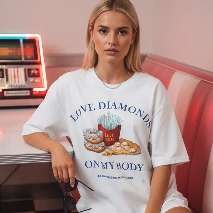 

Casual Retro Print Short Sleeve T-Shirt: European & American Style, Loose Fit, Versatile Women s Top Medium